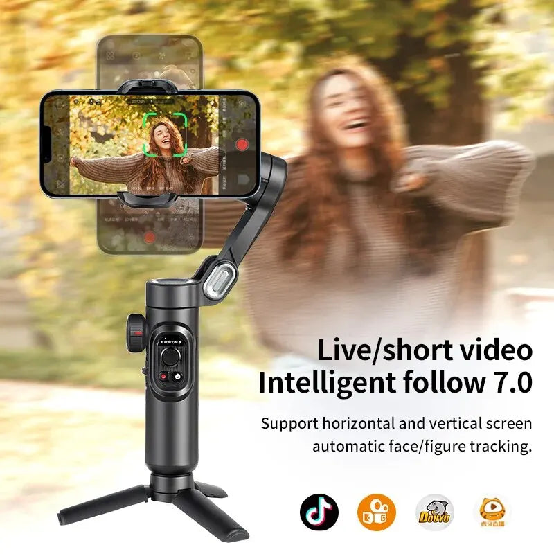 Capture Perfect Moments with AOCHUAN 3-Axis Handheld Gimbal Stabilizer for Smartphones – Effortless AI Face Tracking for TikTok & Vlog Mastery!