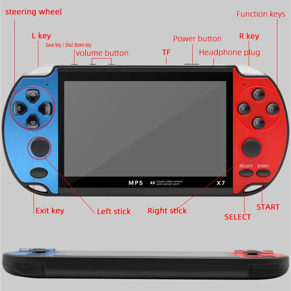 X7 4.3-Inch Handheld Game Console with IPS Screen - Enjoy Over 10,000 Built-In Games for GBA, GBC, NES and More!