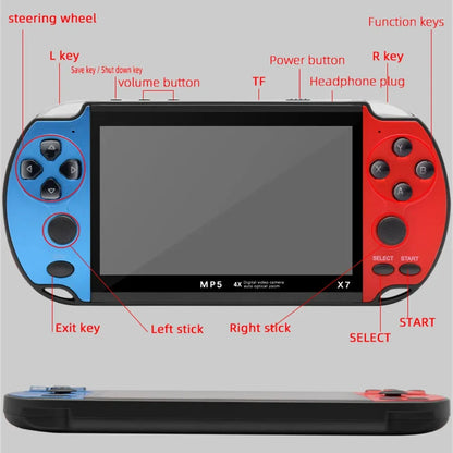 X7 4.3-Inch Handheld Game Console with IPS Screen - Enjoy Over 10,000 Built-In Games for GBA, GBC, NES and More!